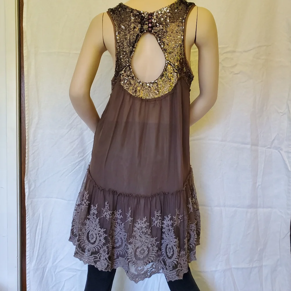 Free People Mirror Mirror Sequin Tunic Top Dress Sz L - Picture 4 of 9
